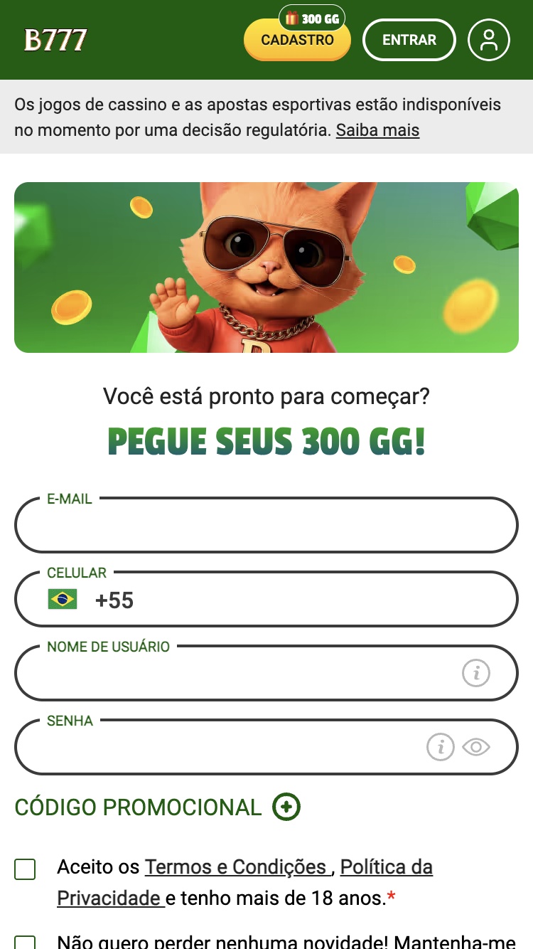 Cadastro no Brazino777 Casino passo 2